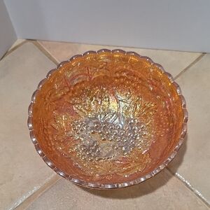 Imperial Glass Carnival Glass Marigold Grape And Vine Pattern